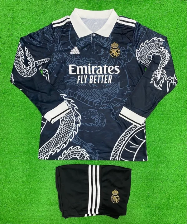 Real Madrid Polo Dragon Edition Full Sleeve (FC SET) (Black)